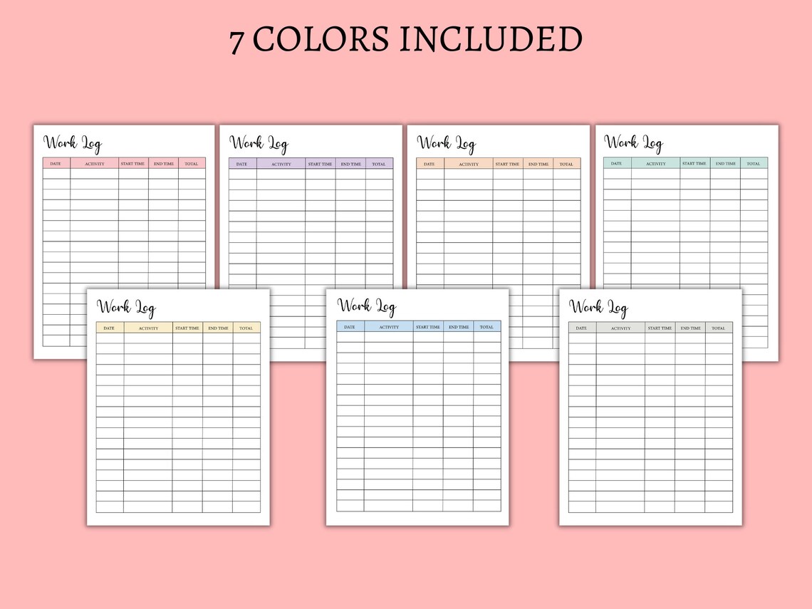 Work Log Printable Time Log Printable Time Tracker Work | Etsy Ireland