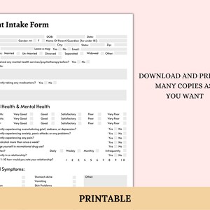 Therapy Client Intake Form Template: Fillable Counseling Paperwork (PDF Printable & Digital) image 6