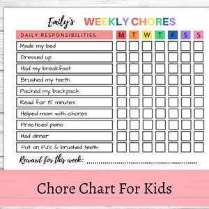 Daily Routine Chart, Chore Chart For Kids, Editable Daily Routine, Routine Checklist, Daily Weekly Routine Chart, Kids Responsibility chart