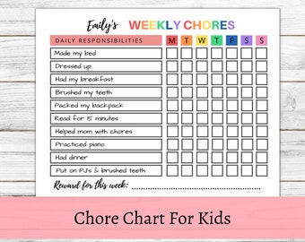 Daily Routine Chart, Chore Chart For Kids, Editable Daily Routine, Routine Checklist, Daily Weekly Routine Chart, Kids Responsibility chart
