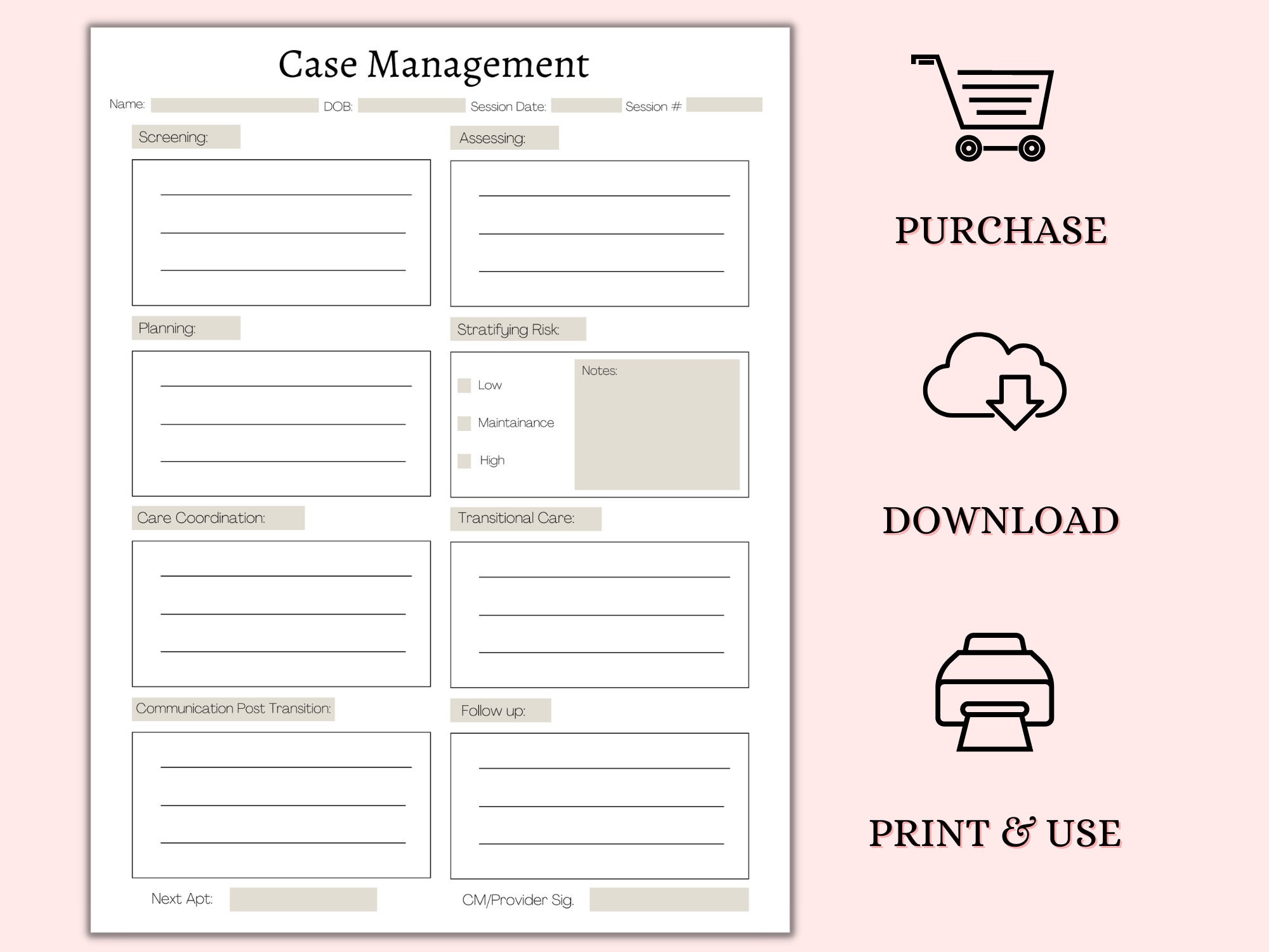 Case Manager Progress Notes, Client Notes, Case Notes, Counseling Notes ...