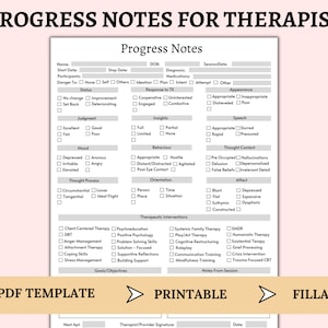 Note sui progressi per i terapeuti / Modello di consulenza per i clienti / Note sui progressi dei clienti / Strumenti terapeutici / Modulo di salute mentale compilabile e stampabile