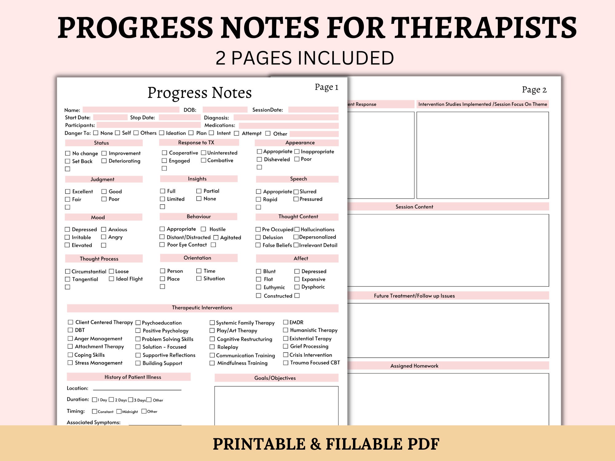 Progress Notes for Therapists | Client Counseling Template | Client ...