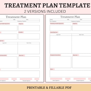 Treatment Plan Template Printable Fillable PDF | Therapist Template | Treatment Plan Form | Mental Health Assessment | Client Treatment Plan