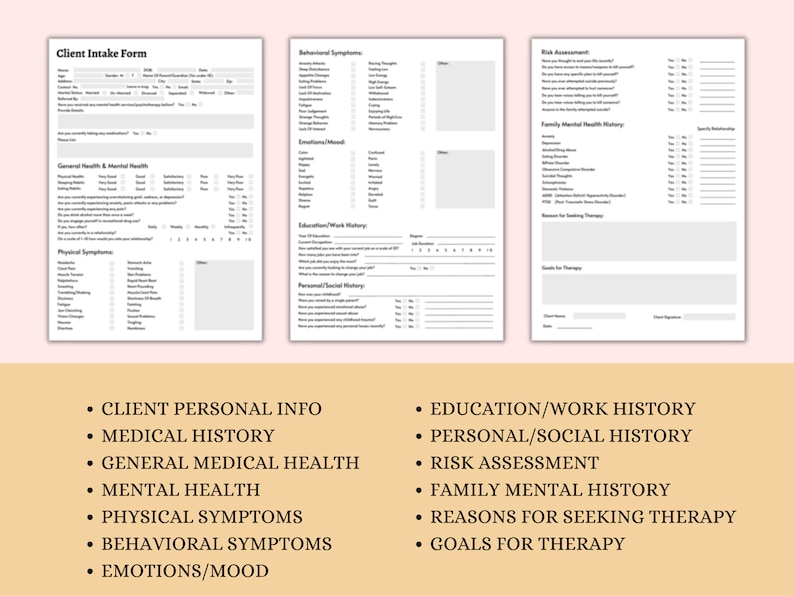 Therapy Client Intake Form Template: Fillable & Printable Counseling ...