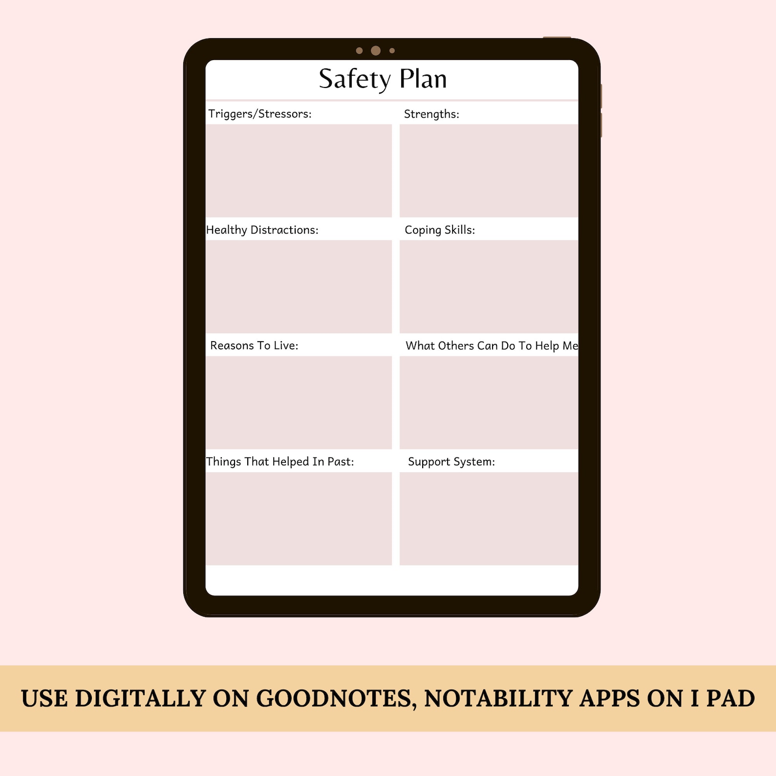 Safety Crisis Plan Template | Therapist Tools | Coping Skills | Suicide ...