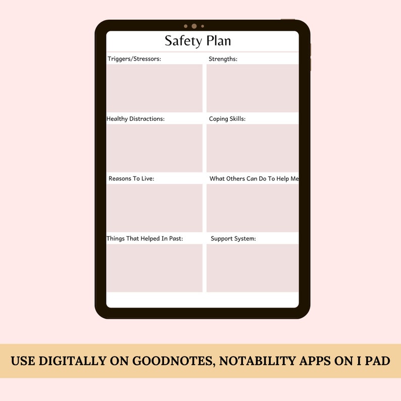 Safety Crisis Plan Template Therapist Tools Coping Skills Suicide