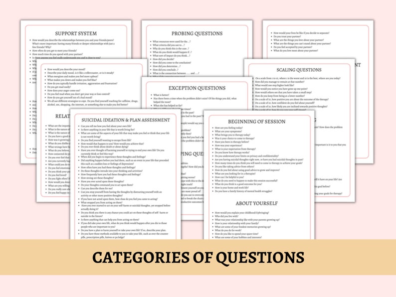 Therapy Session Questions: Therapist Counseling Cheat Sheet (PDF ...