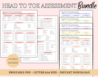 Head to Toe Assessment Template Nursing Checklist Bundle|  Nursing Student Notes | Patient Assessment Template | Health Assessment Class