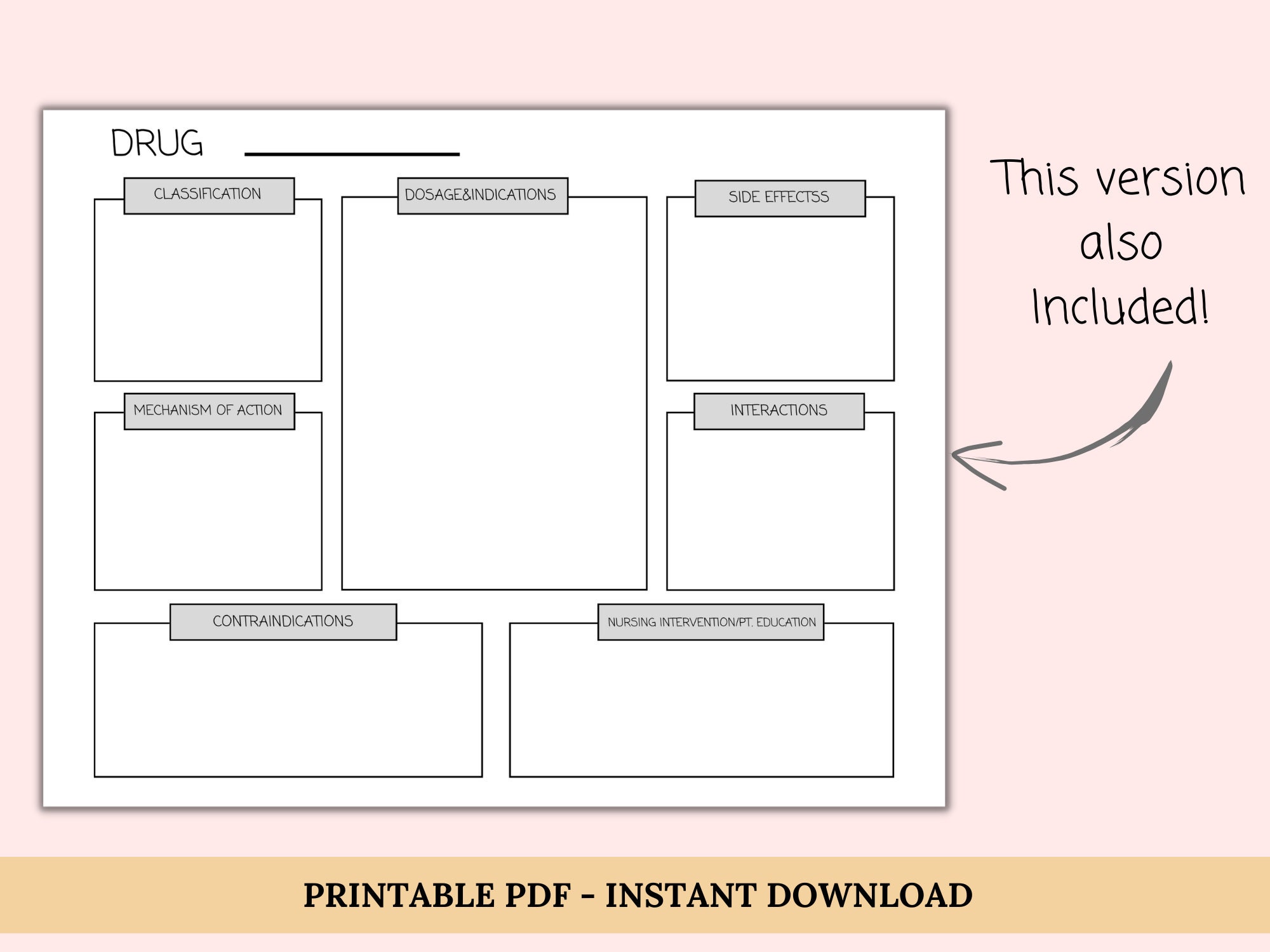 Drug Pharmacology Nursing Template | Nurse Study Notes Template | Drug ...
