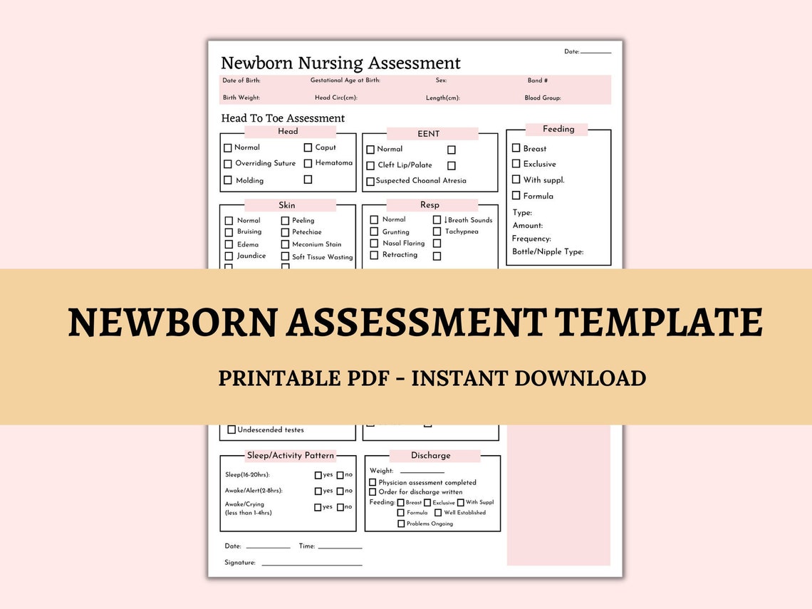 Newborn Head to Toe Assessment Nursing Template, Head to Toe Assessment ...