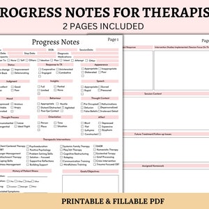 Therapy Progress Notes For Clients, Client Counseling Template | Client Progress Notes | Therapy Tools | Printable & Fillable Template PDF