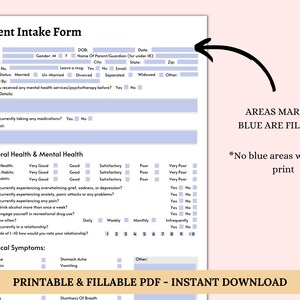 Therapy Client Intake Form Template: Fillable Counseling Paperwork (PDF Printable & Digital) image 2