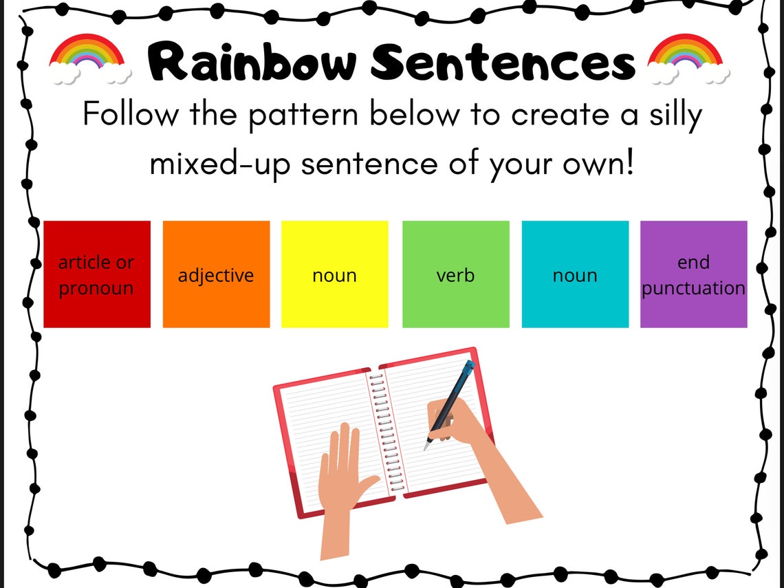 Silly Rainbow Sentences Fun Educational Writing Activity For Etsy