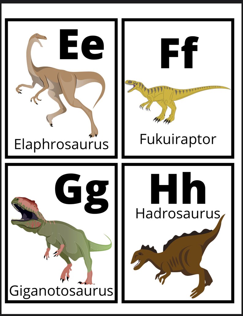 Dinosaur Alphabet Flashcards Dino ABC Practice Kids Letter Etsy UK