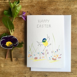 Carte peinte à la main de Joyeuses Pâques, carte de Pâques faite main