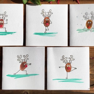 Yoga Rentier Weihnachtskarten Set, Rentier Weihnachtskarten, Rentier Yoga Weihnachtskarten, Yoga Weihnachtskarten für Yogalehrer