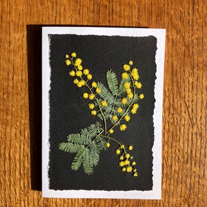Carte de voeux fleurs de mimosa pressées, vrais mimosas pressés jaunes image 5