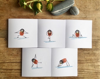 Hand painted Yoga cards / Yoga greetings card / yoga stationery / gift for yoga lover/ funny yoga cards / hand painted yoga cards