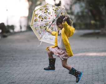 Trench Coat, Hooded Jacket, Toddler Yellow Raincoat, Autumn Trench Coat  with Pockets, Lightweight Unisex Coat, Waterproof Windbreaker