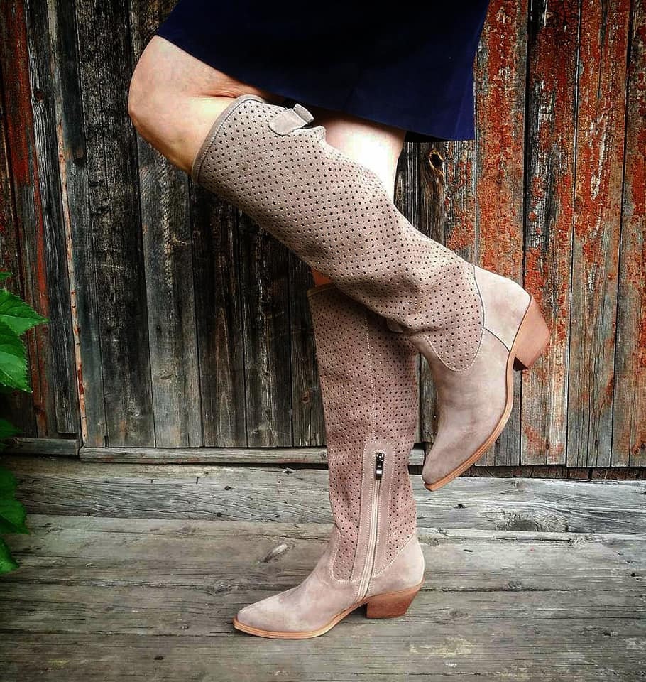 Women Laser Cut Perforated Boots Spring 