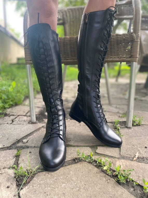 Women Genuine Leather Nude Boots Work 