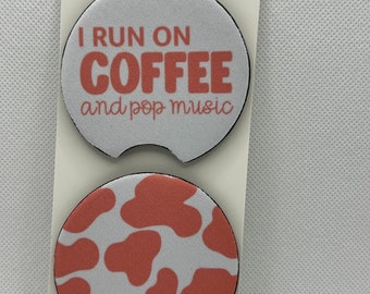 Run on Coffee & Music Car Coasters