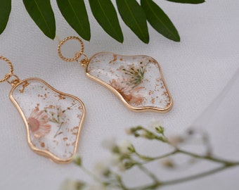 real pressed flower earrings statement floral resin jewelry gifts for her
