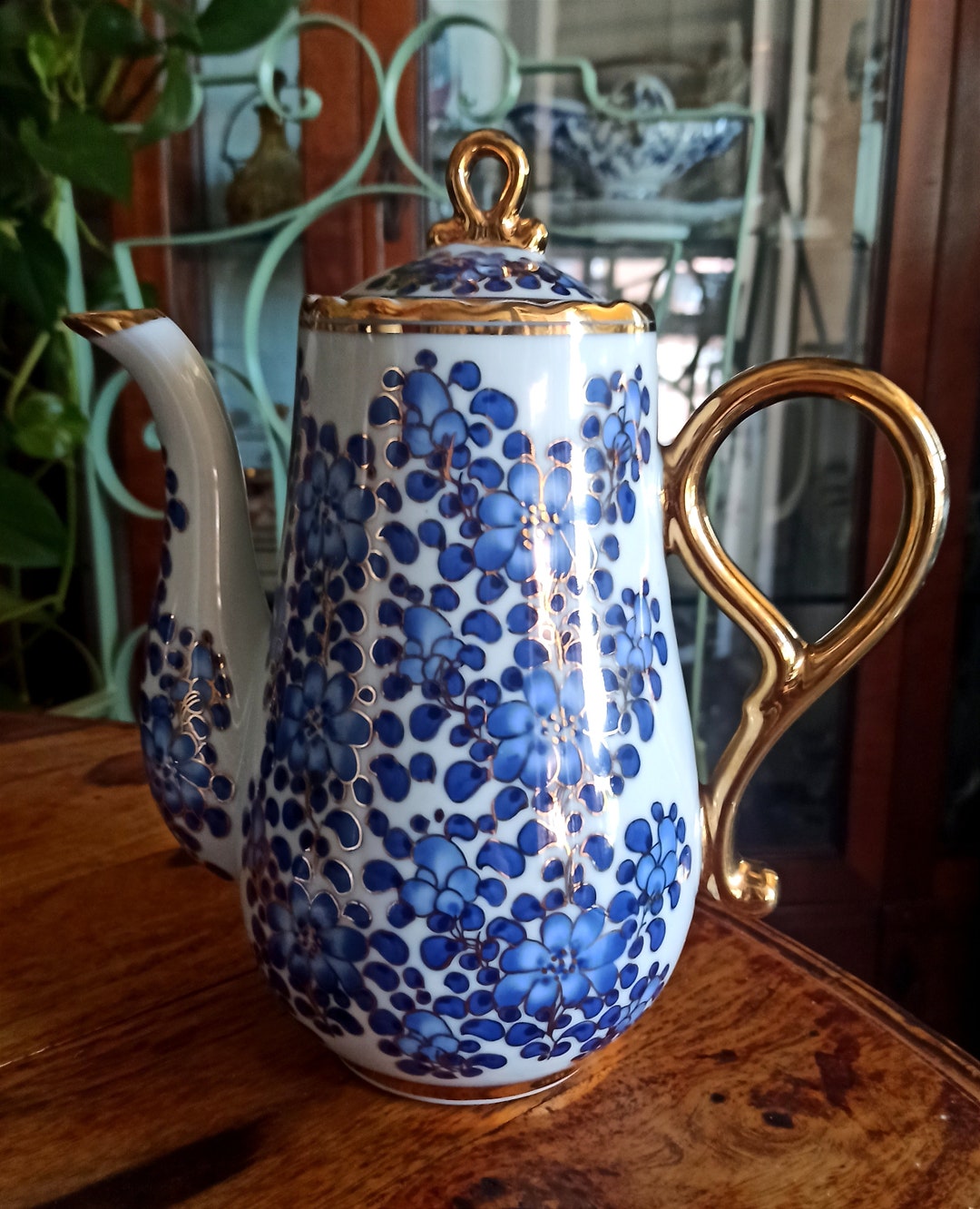 1950s Pure Gold and Blue Coffee Maker Etsy