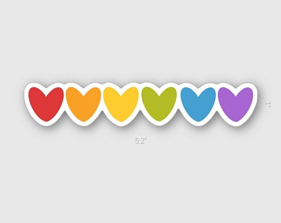 hearts sticker vinyl sticker love sticker Rainbow Hearts Sticker- shiny hearts sticker laptop decal pastel rainbow sticker