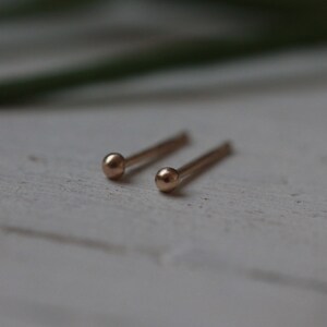 Solid gold dot studs - tiny 2mm gold round pebble stud earrings in recycled 9ct or 18ct yellow, rose or white gold