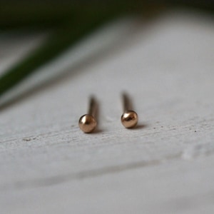 Tiny Solid Gold Dot Stud Earrings | 2mm Recycled 9ct / 18ct Gold Ball Studs