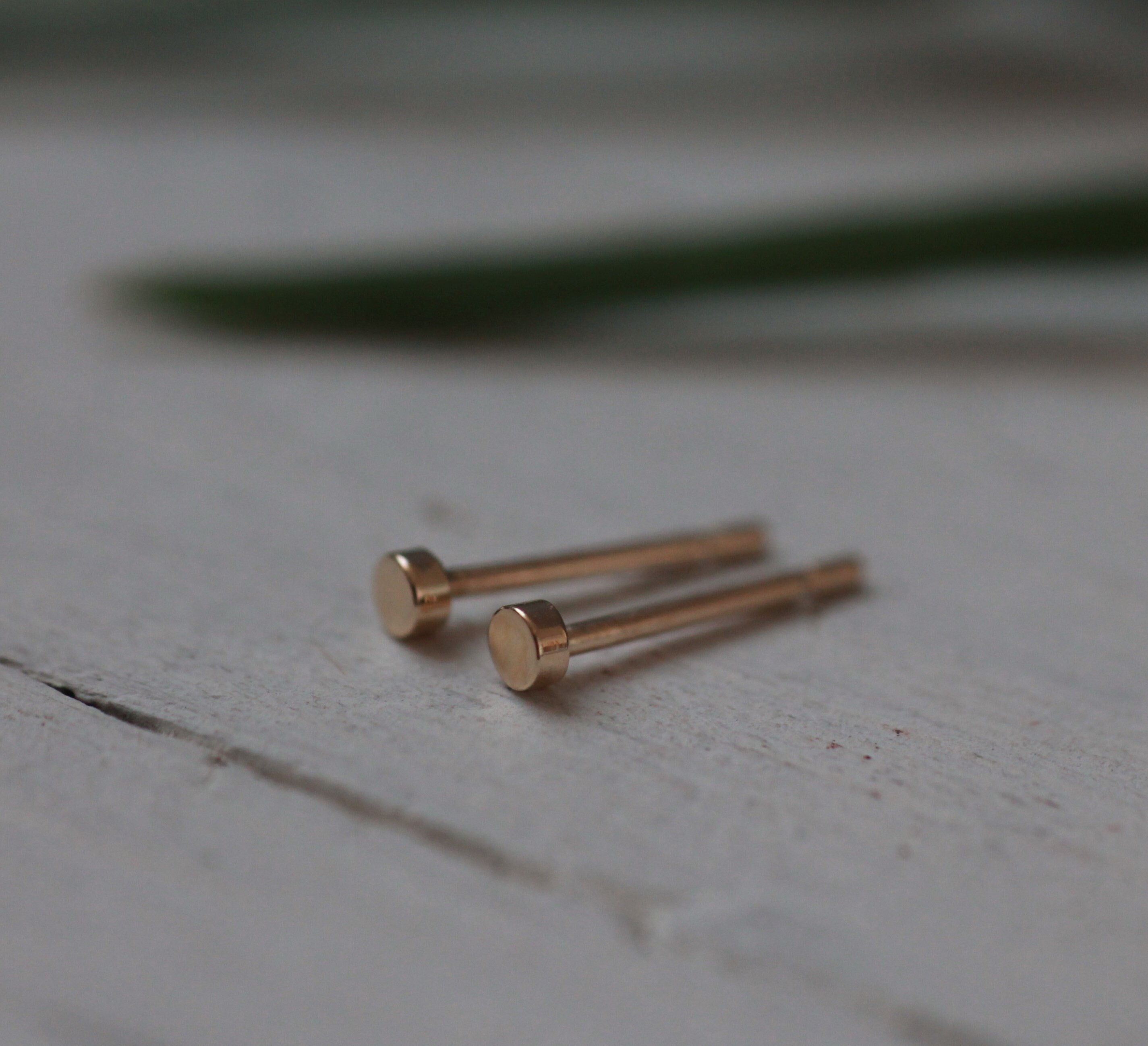 Solid Gold Disc Studs: Tiny 2mm Stud Earrings, Recycled 9ct/18ct Gold