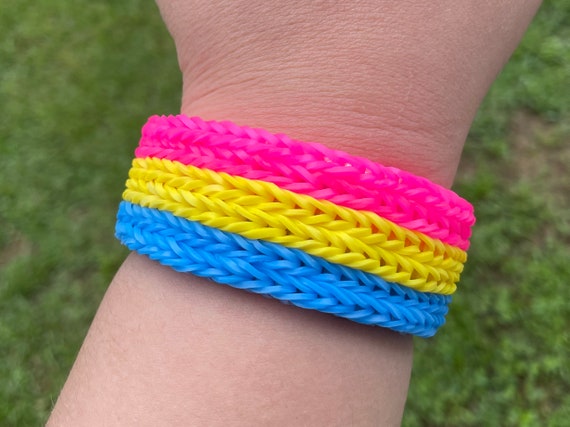 Pansexual Pride Bracelet Rainbow Loom Rubber Bands 