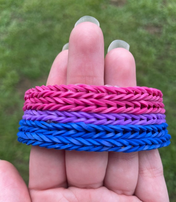 Bisexual Pride Bracelet Rainbow Loom Rubber Bands 