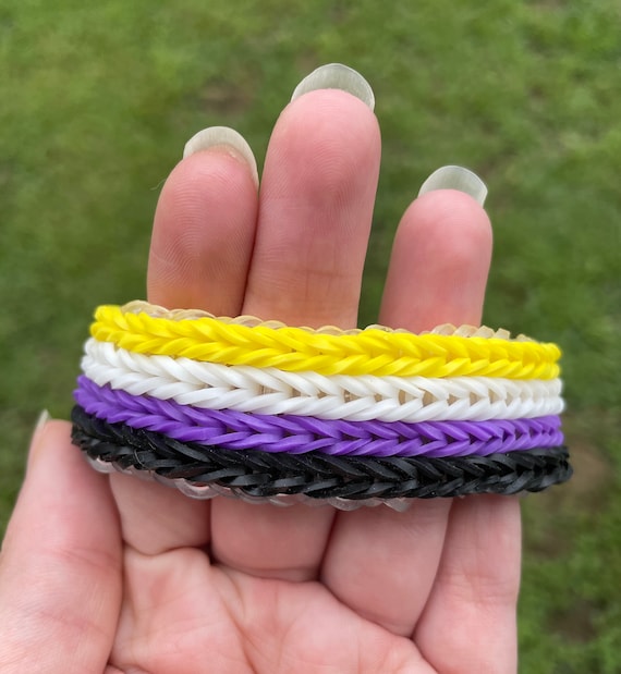 Non-binary Pride Bracelet Rainbow Loom Rubber Bands