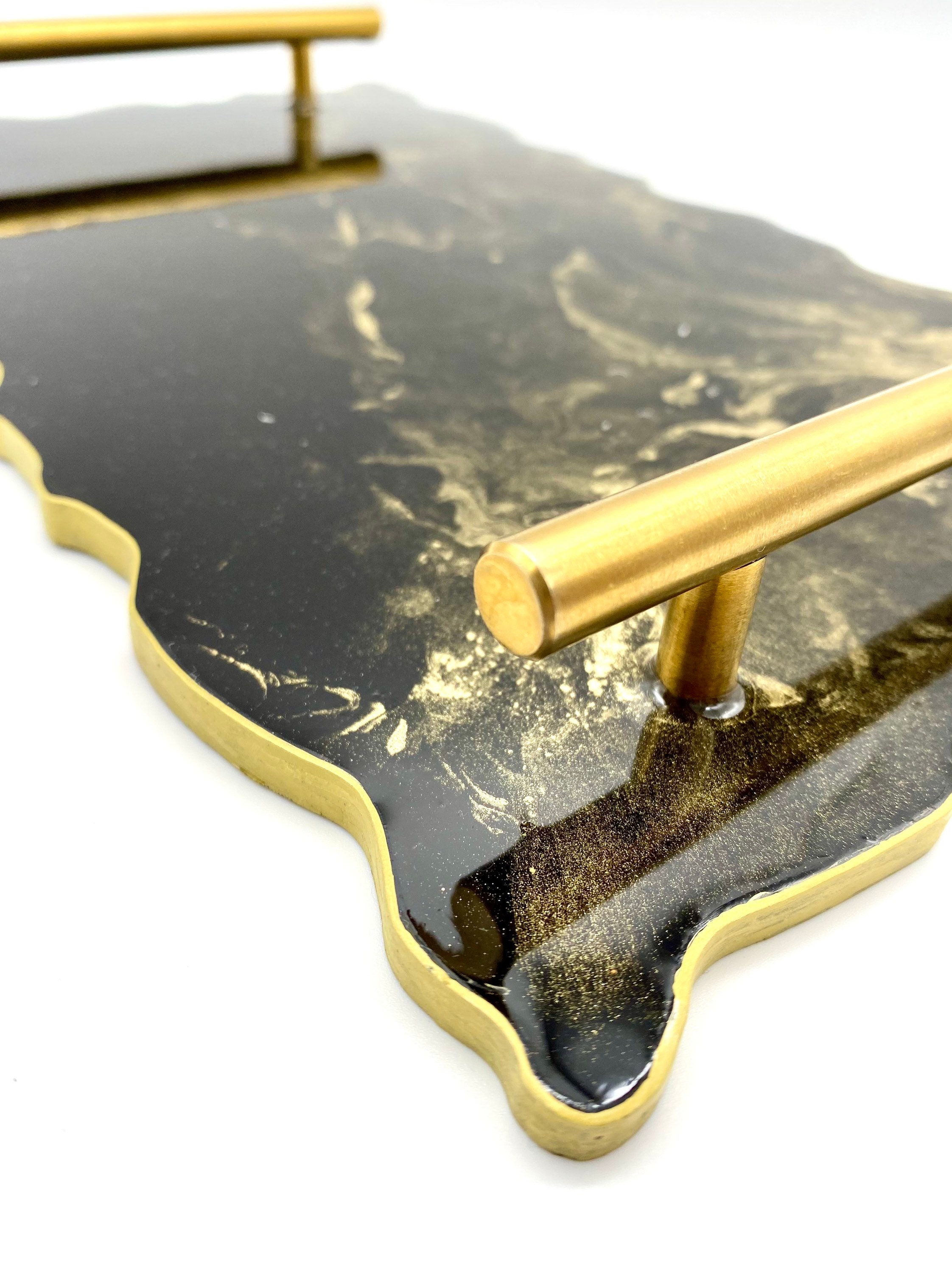 Custom Handmade resin tray with handles Etsy