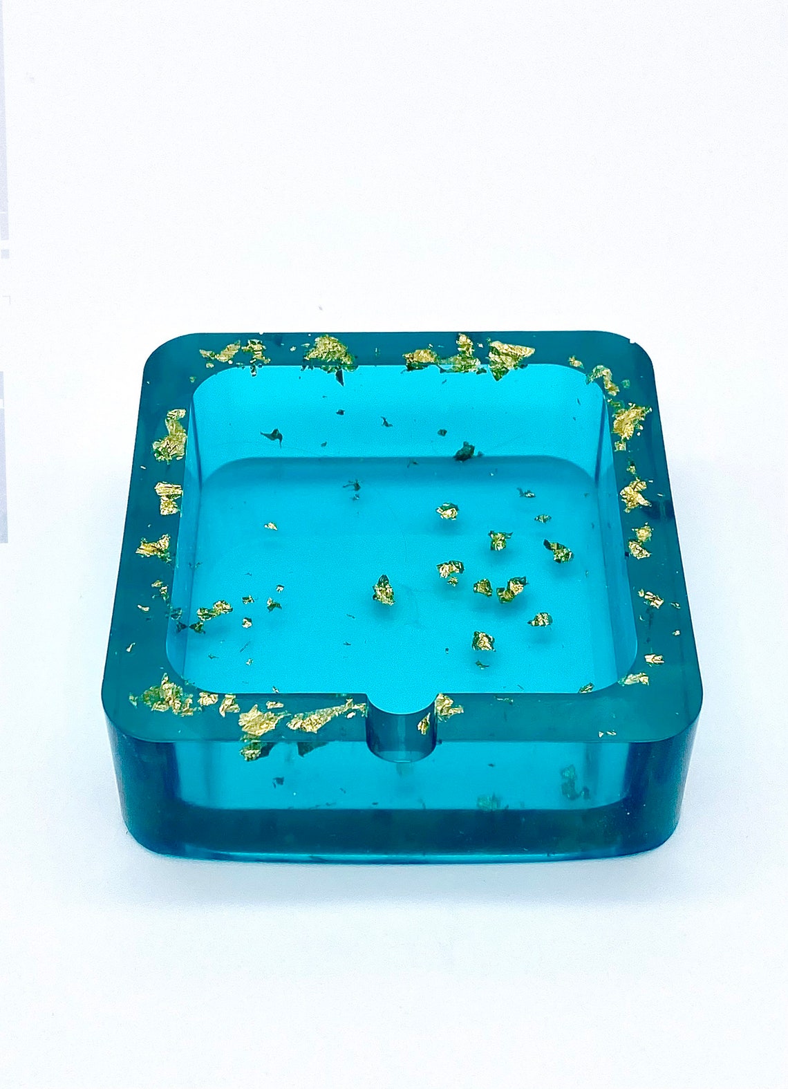 Handmade resin ashtray turquoise with gold leaf Etsy