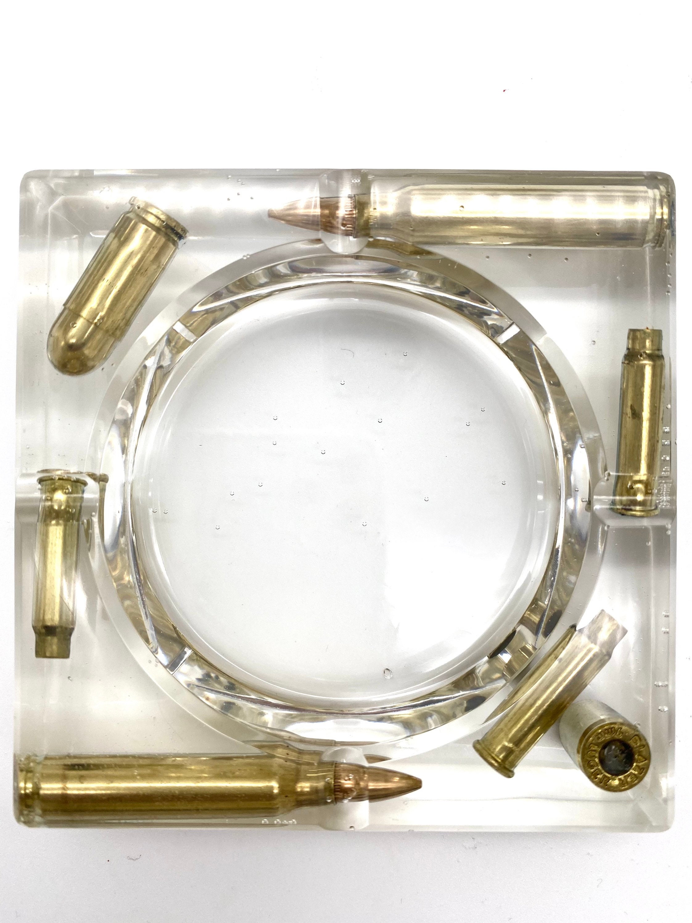 Handmade epoxy resin ashtray and grinder with brass bullets Etsy