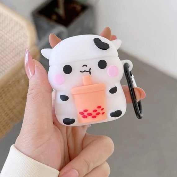 Nice Gift For Her Him Cute Cartoon Plush Milk Cow Soft Silicone Protective Case For Couple Cute Case With Keychain For Airpods 12  Case