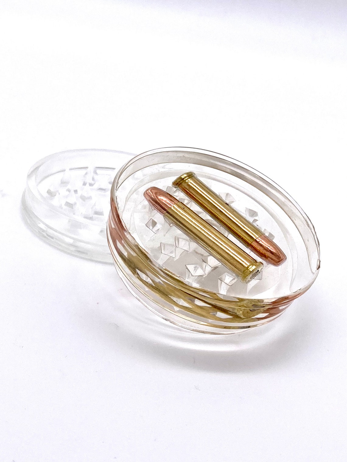 Handmade epoxy resin ashtray and grinder with brass bullets Etsy