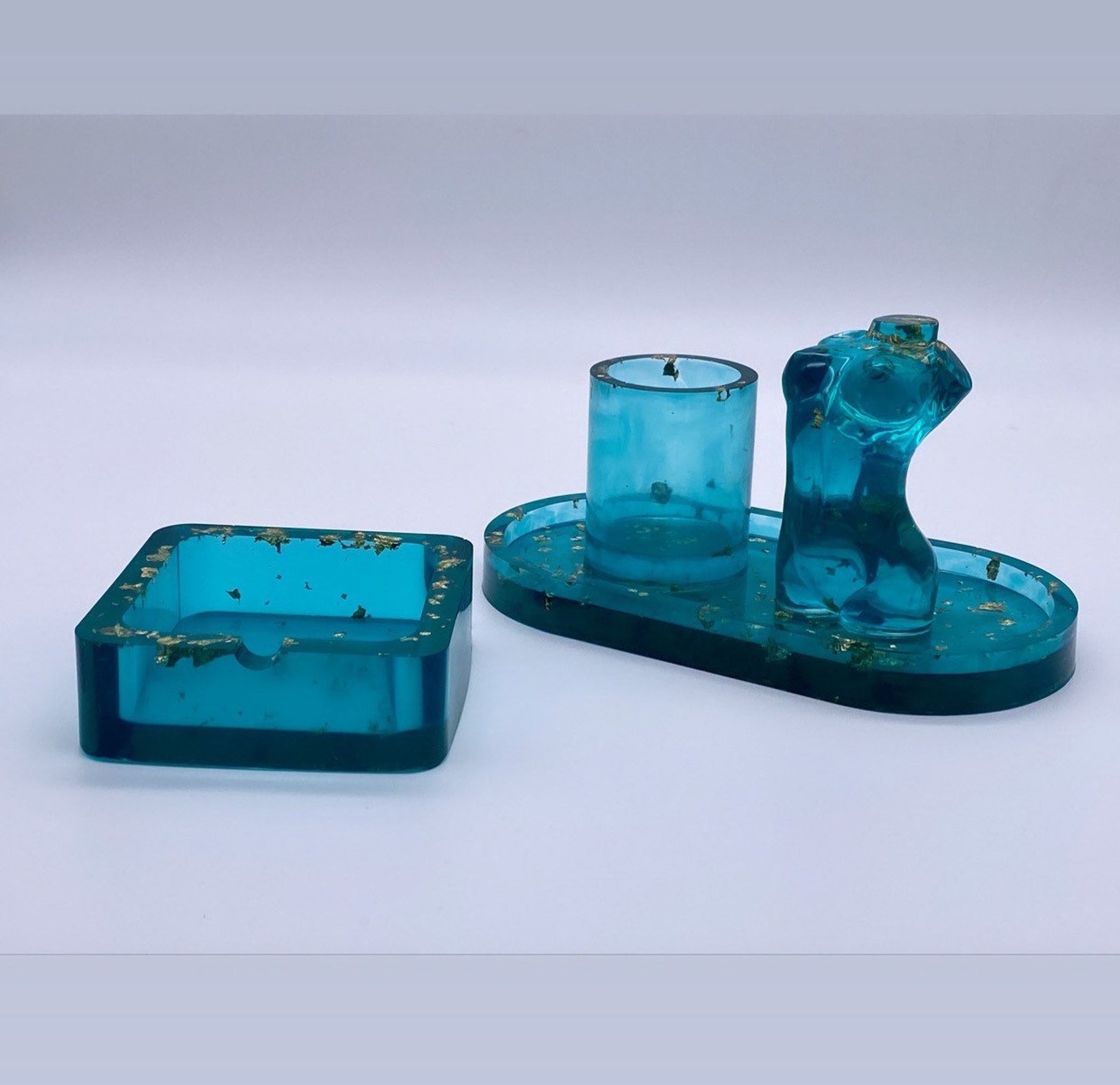 Handmade 4 pieces of resin jewellery tray candle holder Etsy