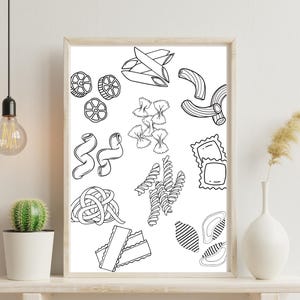Pasta Pattern Printable Wall Art Set - Fun Kitchen Decor PDF