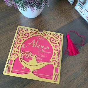6"x6" KAARTSJABLOON Lampontwerp (Aladdin) voor lasercut en Plotter. Svg, Cdr, Eps, Dxf, Ai, Studio