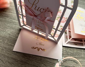 TEMPLATE FOR a quinceañera or wedding invitation cut with a plotter or laser compatible with Cricut, Silhouette Cameo, Scann and Cut, etc.