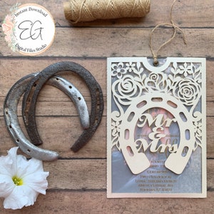 Cartão de casamento modelo de bolso de 5" x 7" cortado a laser. Download digital (svg, eps, dxf, cdr, ai, studio)