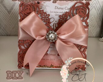 DIGITAL TEMPLATE to make a laser cut invitation or a plotter compatible with Cricut, Silhouette Cameo.