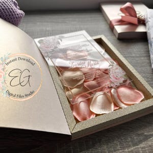 Vorlage zum Erstellen einer BOX FÜR Hochzeitseinladungen, zum Schneiden mit Cricut, Silhouette Cameo, Laser oder einer anderen Schneidemaschine