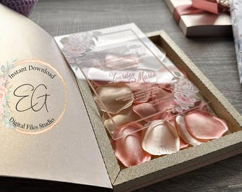 template to make a WEDDING INVITATION BOX, to cut in Cricut, Silhouette Cameo, Laser or any cutting machine