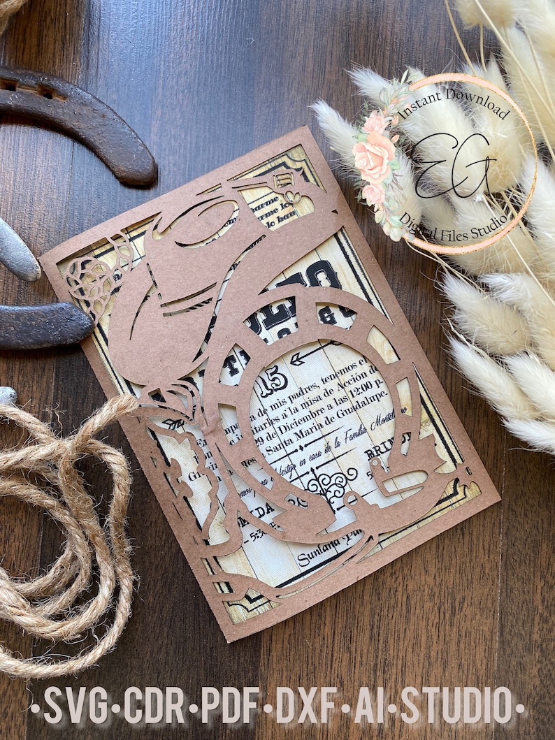 COWBOY CARD TEMPLATE Svg Pdf Dxf Cdr Ai Studio. Template - Etsy